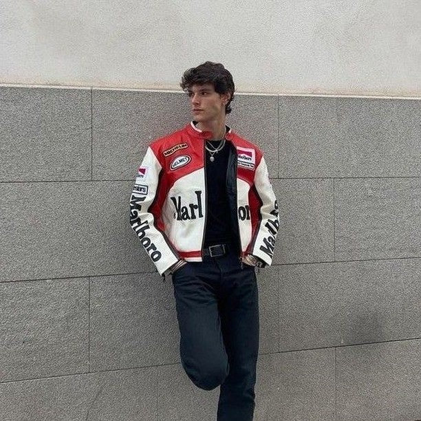 Marlboro Vintage Racing Pure Leather Jacket | Classic F1 Streetwear - Prime Fitz