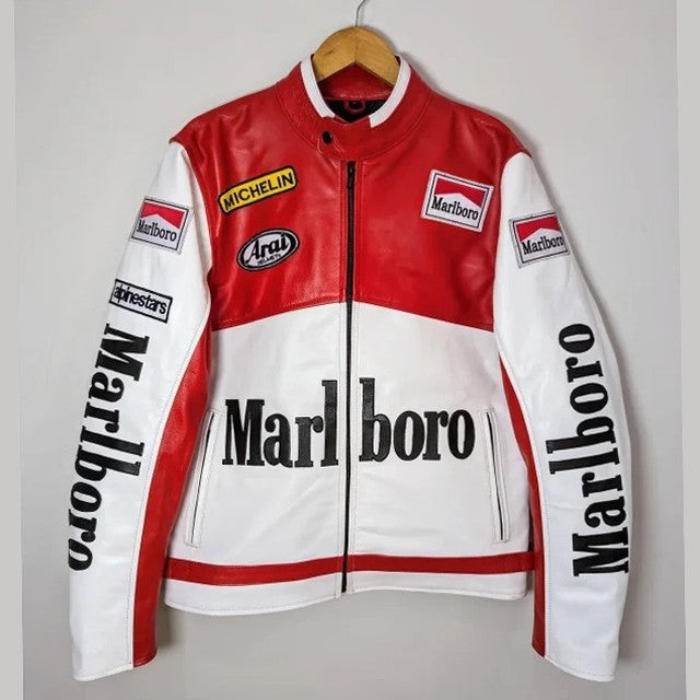 Marlboro Vintage Racing Pure Leather Jacket | Classic F1 Streetwear - Prime Fitz