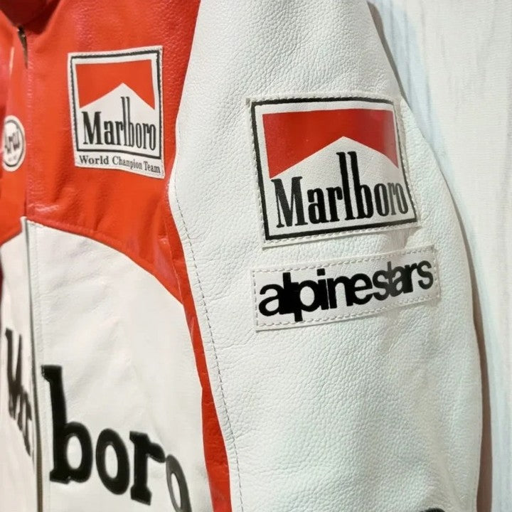 Marlboro Vintage Racing Pure Leather Jacket | Classic F1 Streetwear - Prime Fitz