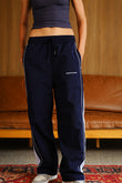 Navy Blue Tape Wide Leg Joggers