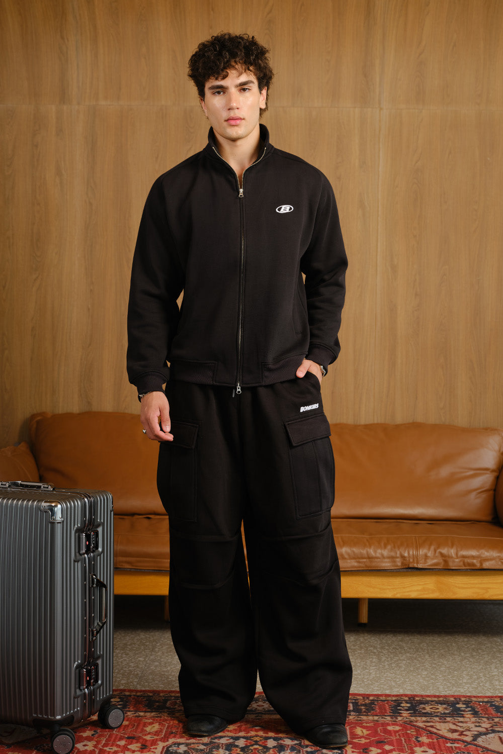 Phantom Black High Neck Zipper Jacket