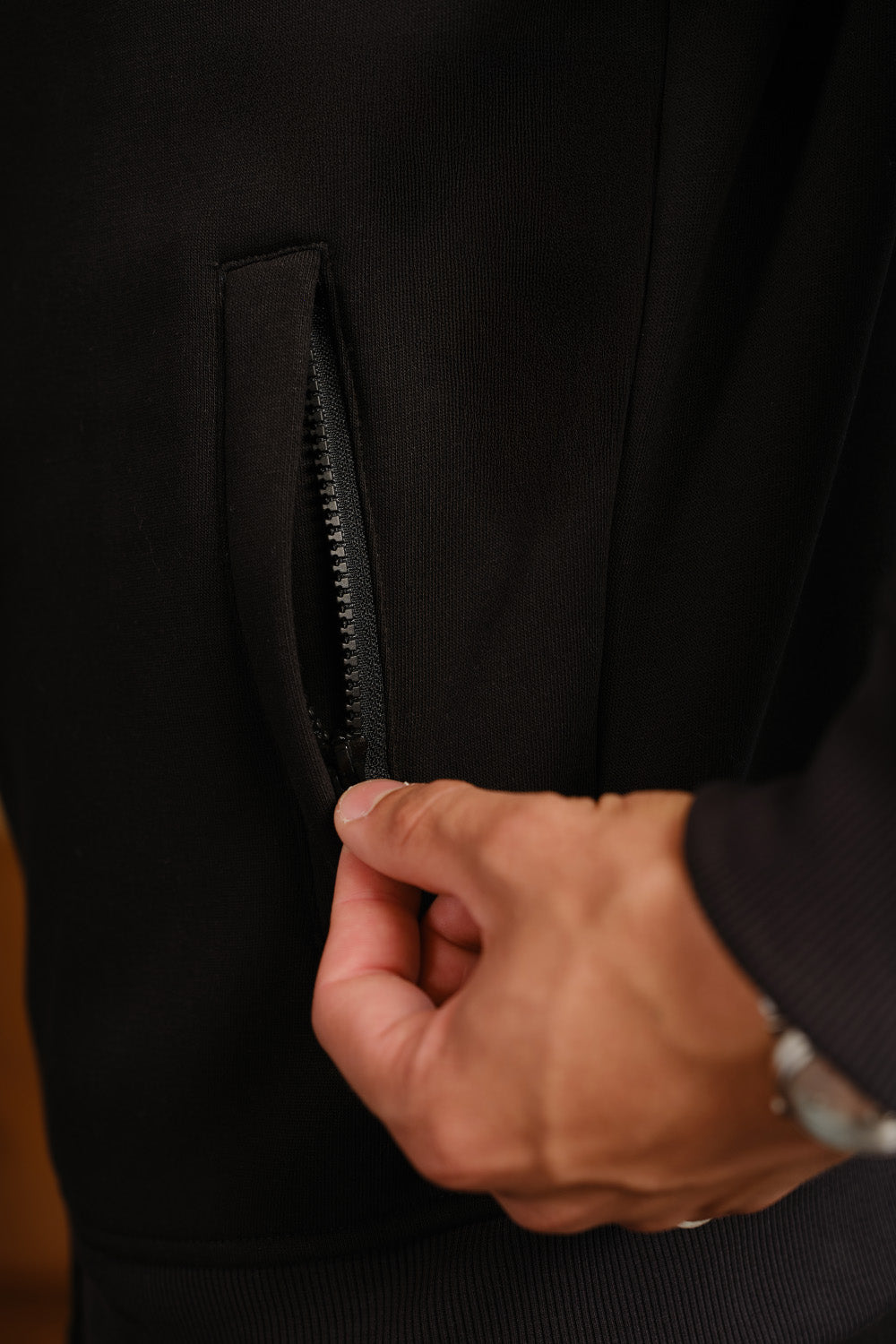 Phantom Black High Neck Zipper Jacket