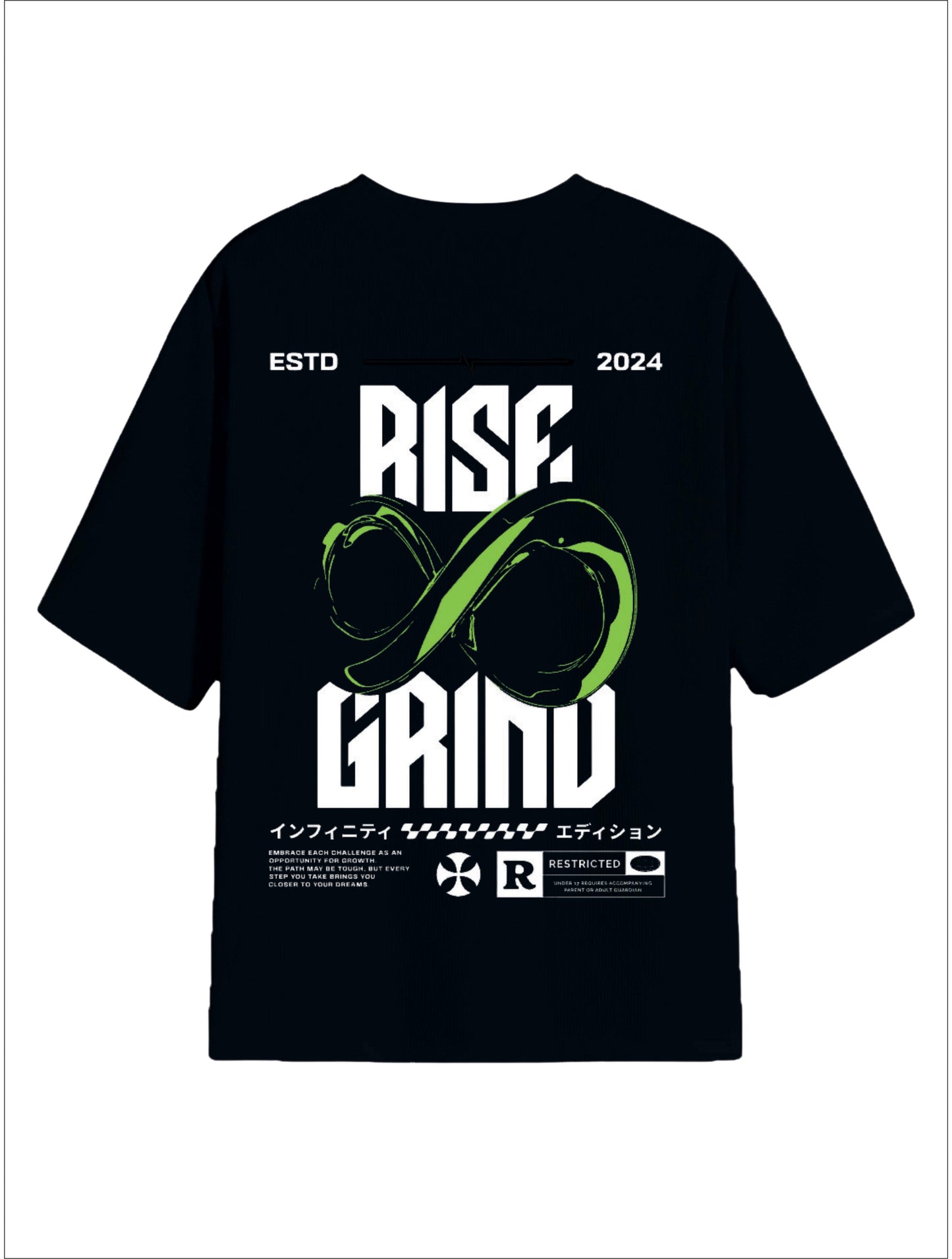 All Day Black Oversized Tee - Rise And Grind