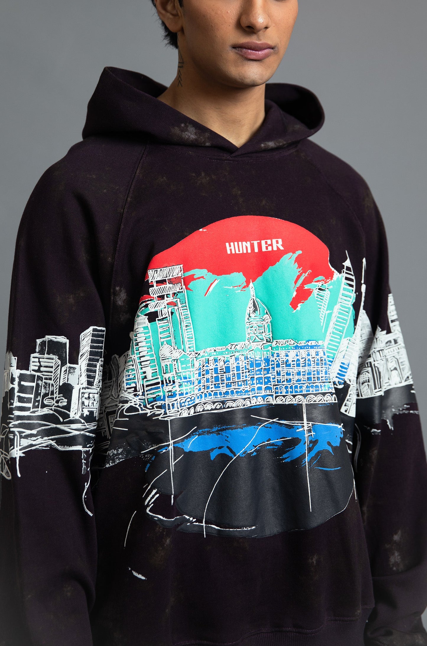 Royal Enfield Hunter 350 x HUEMN Hoodie (Dark Purple)