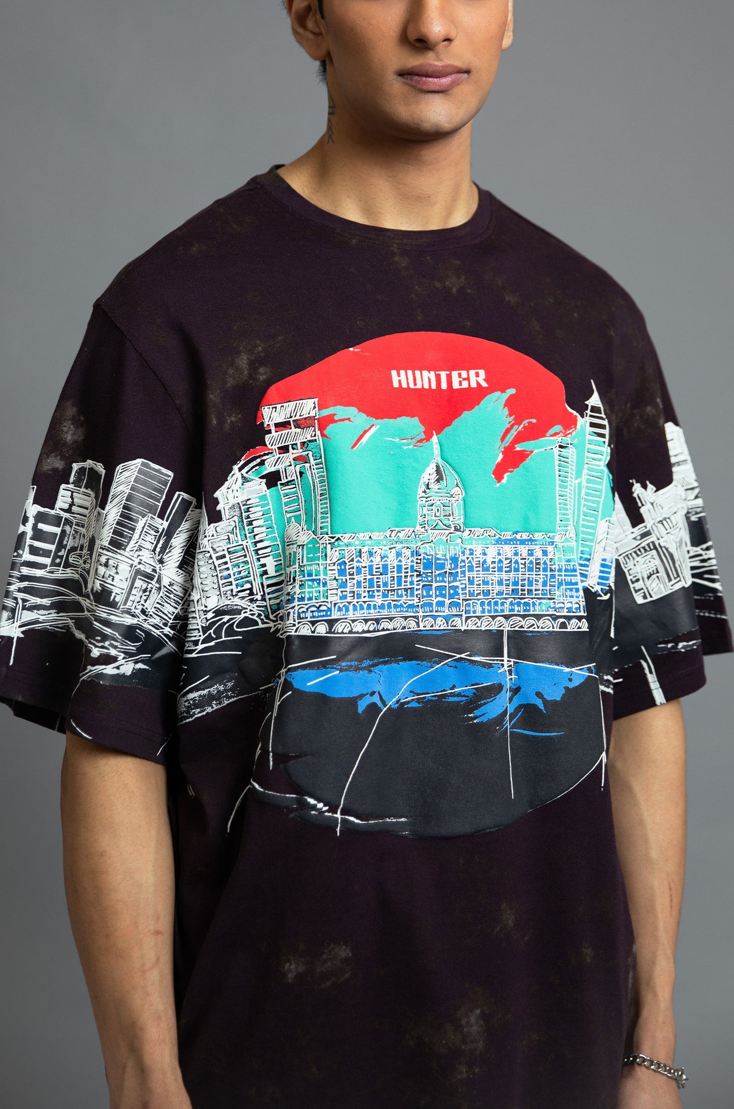 Royal Enfield Hunter 350 x HUEMN T-shirt (Dark Purple)