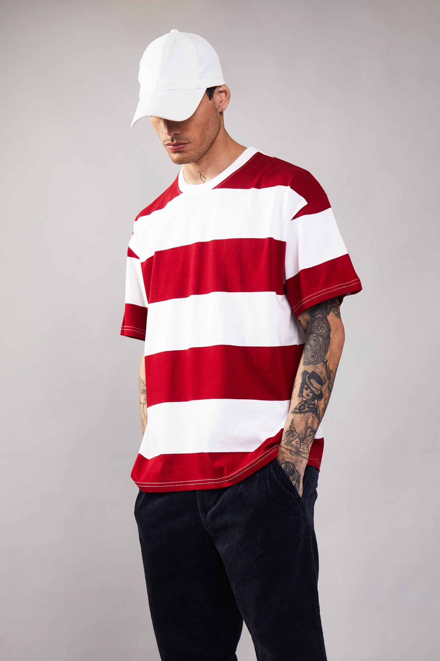 Ruby Stripes Heavyweight Oversized T-shirt