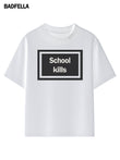 "School Kills" iconic oversized tee ft. Rihaana - Prime Fitz
