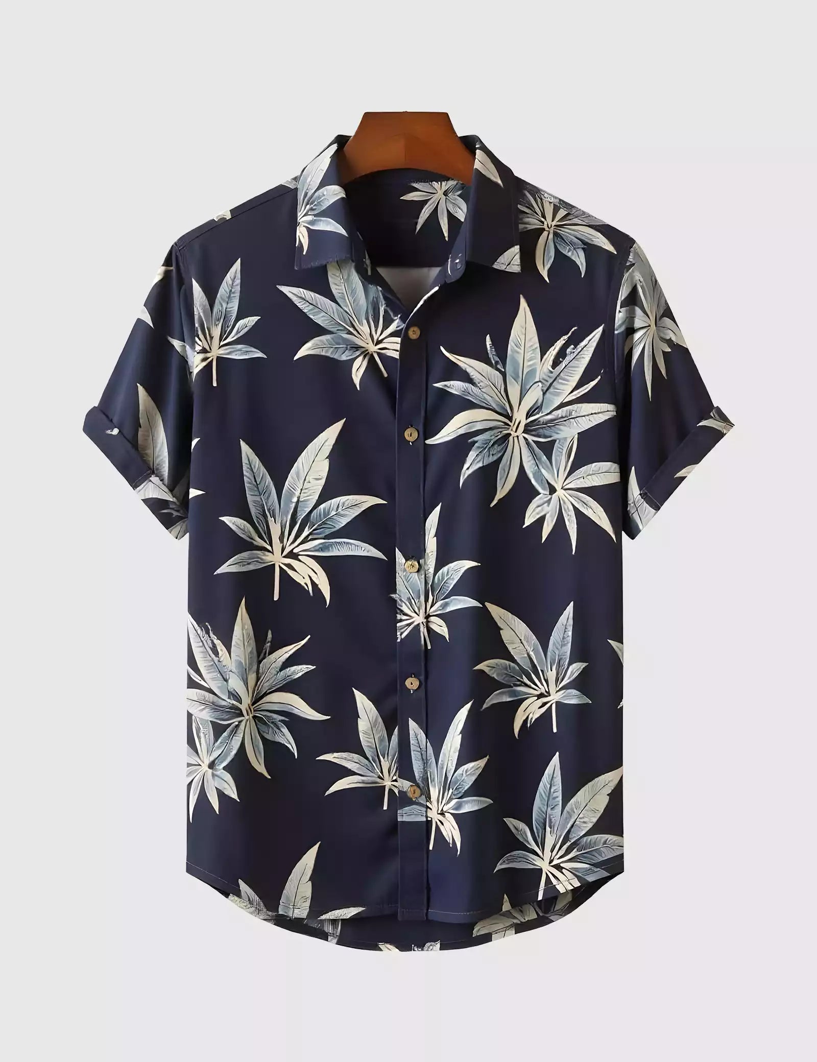 Navy Leaves Printed Men's Shirt Half Sleeves Exclusive Summer Edition - Prime Fitz