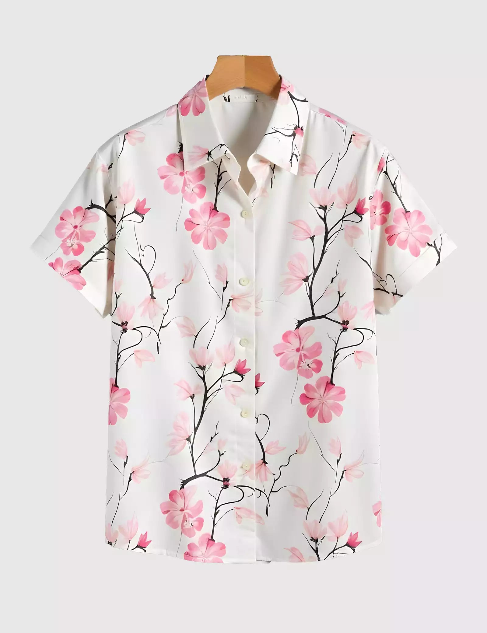 Pink Flower Printed Men's Shirt Half Sleeves Exclusive Summer Edition - Prime Fitz