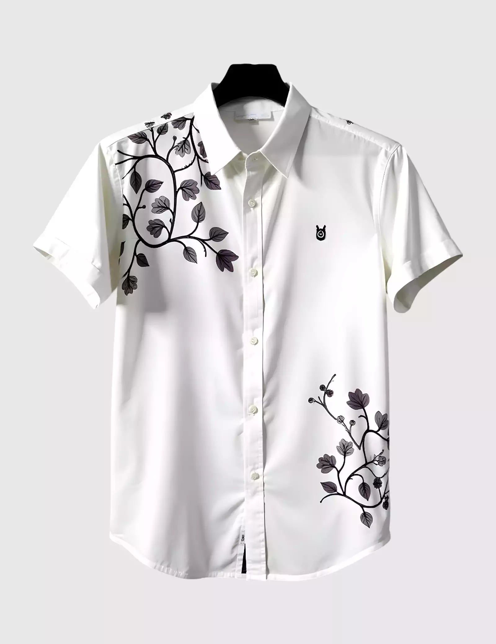 White Leafs Printed Men's Shirt Half Sleeves Exclusive Summer Edition - Prime Fitz