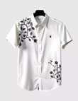 White Leafs Printed Men's Shirt Half Sleeves Exclusive Summer Edition - Prime Fitz