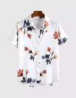 White Tulip Printed Men's Shirt Half Sleeves Exclusive Summer Edition - Prime Fitz
