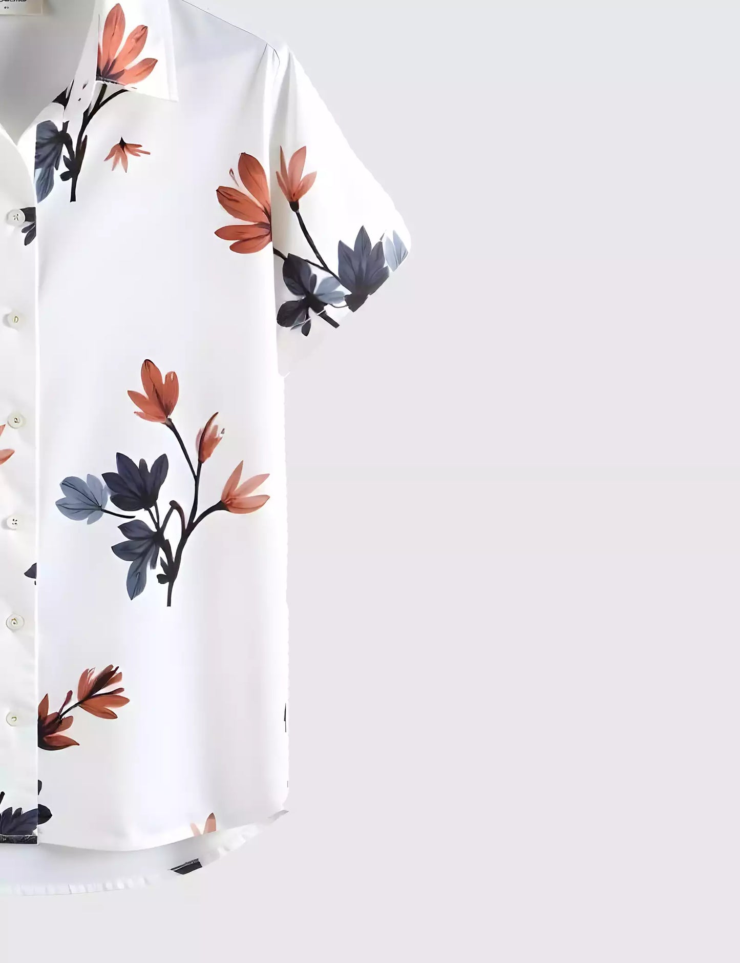 White Tulip Printed Men's Shirt Half Sleeves Exclusive Summer Edition - Prime Fitz