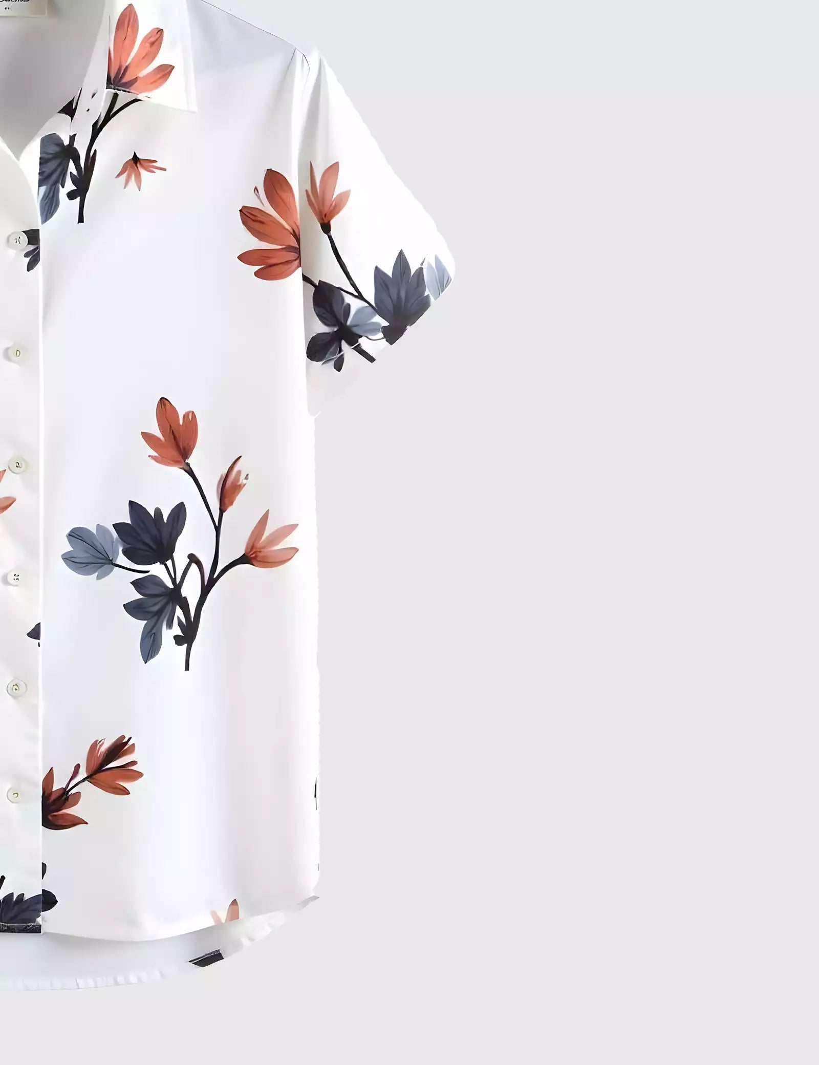White Tulip Printed Men's Shirt Half Sleeves Exclusive Summer Edition - Prime Fitz