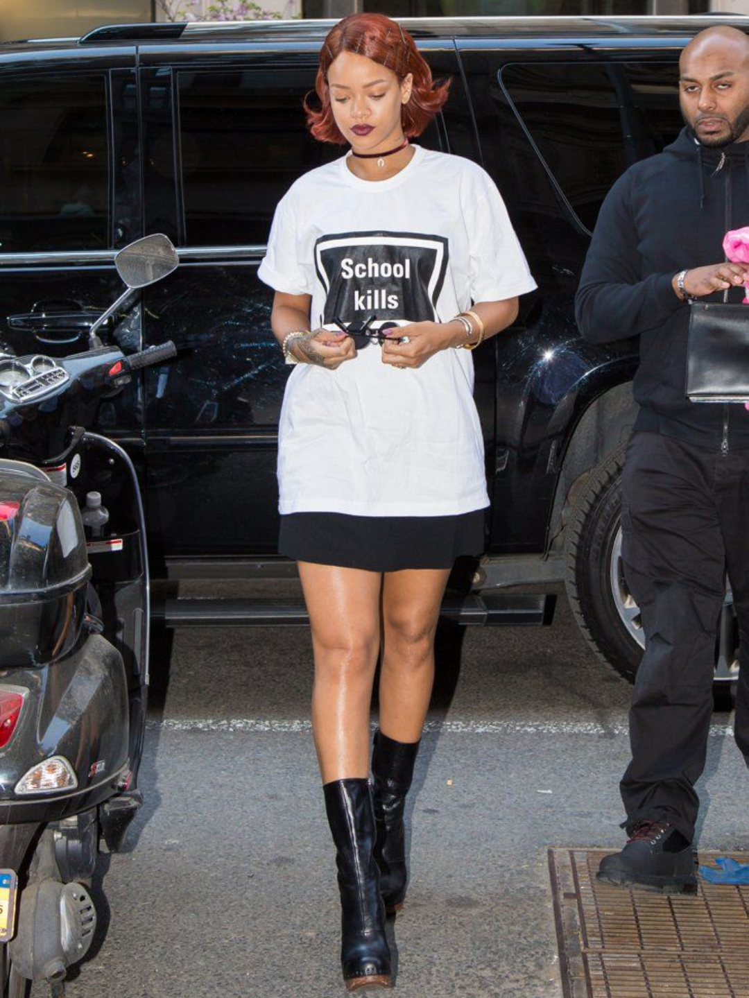 "School Kills" iconic oversized tee ft. Rihaana - Prime Fitz