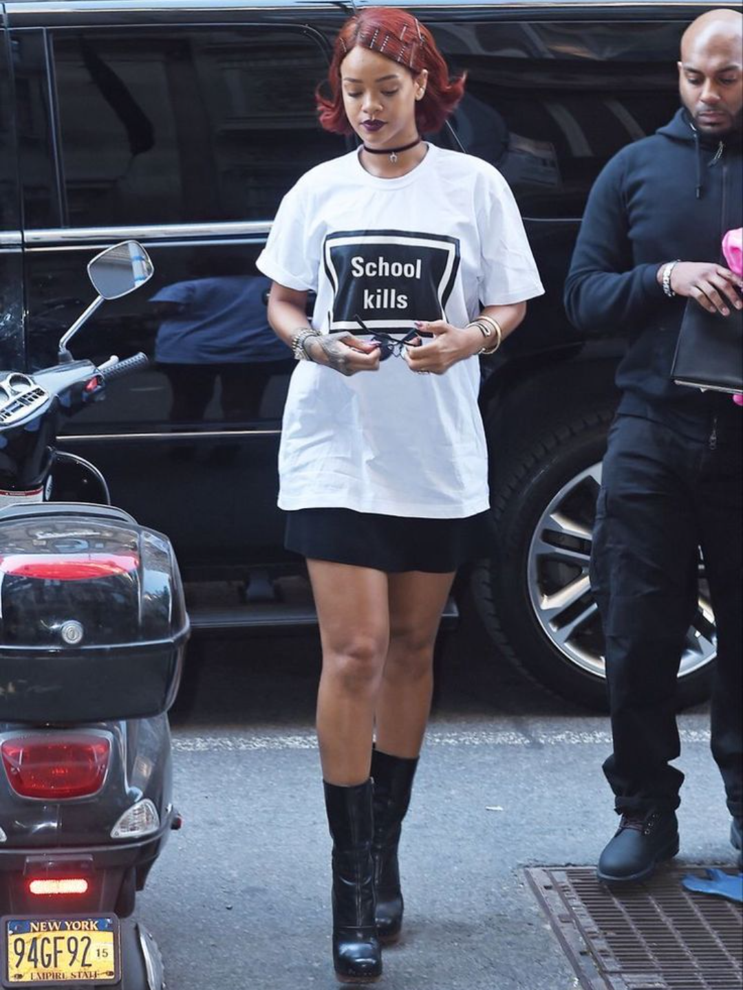 "School Kills" iconic oversized tee ft. Rihaana - Prime Fitz