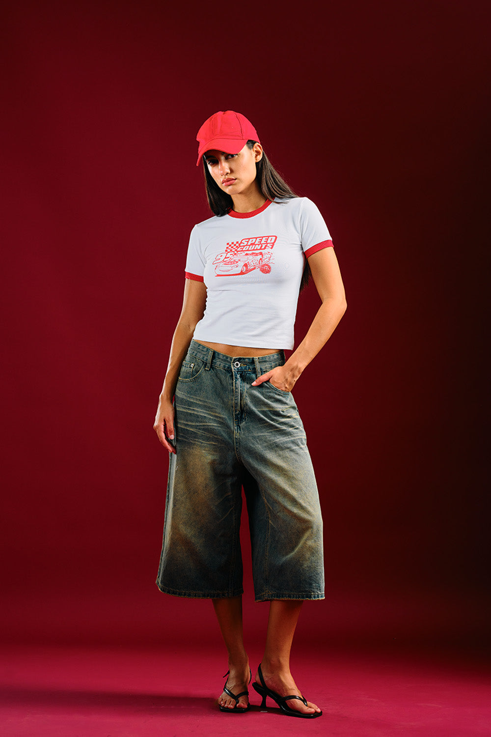 Speed Count Red Baby Tee