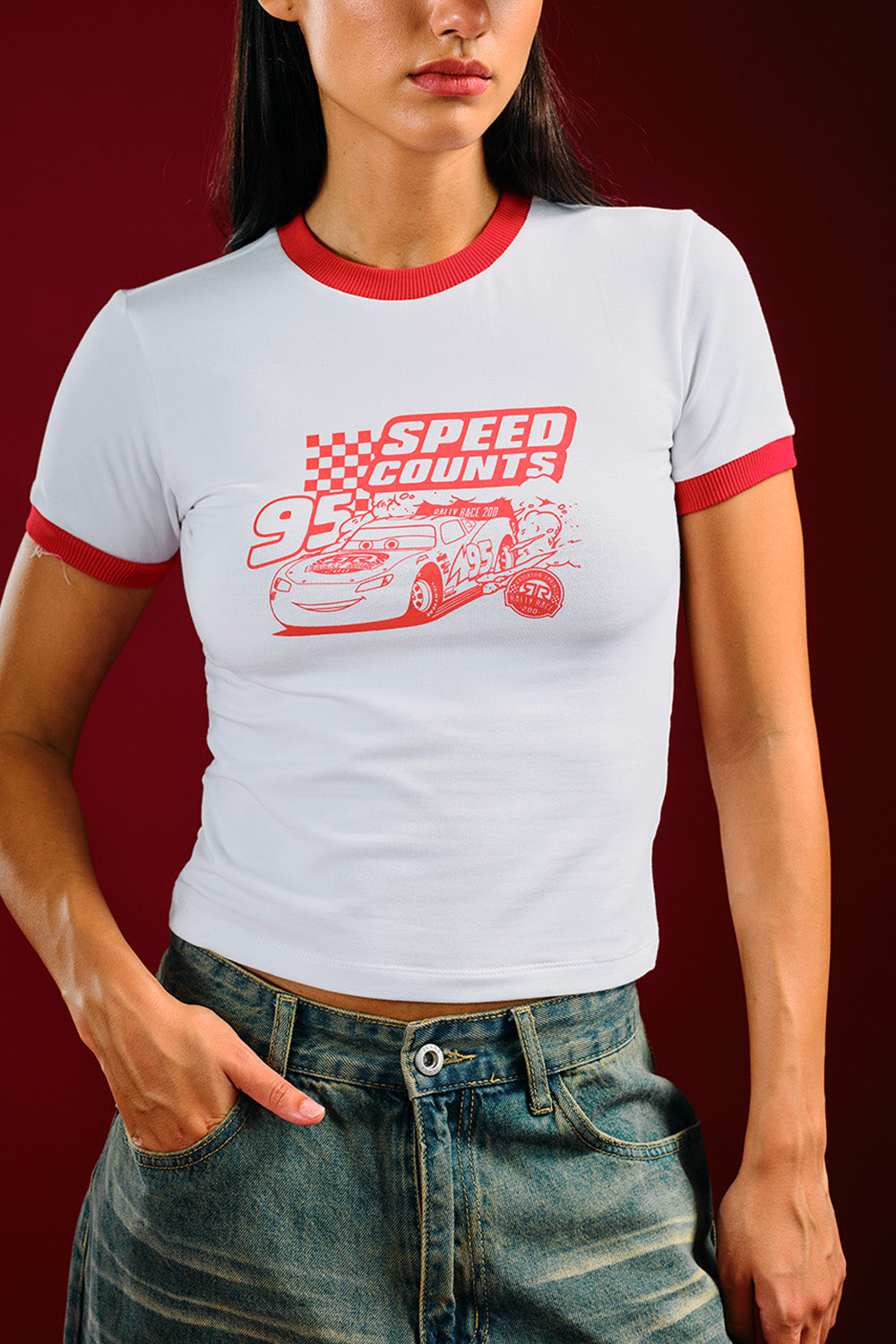 Speed Count Red Baby Tee