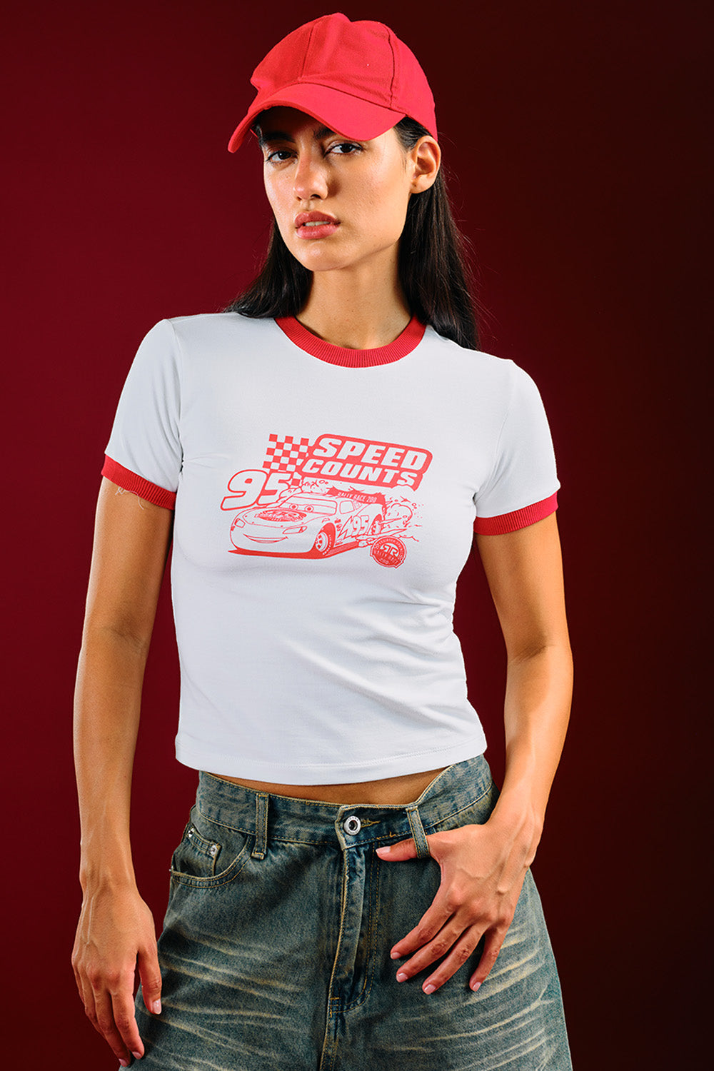 Speed Count Red Baby Tee