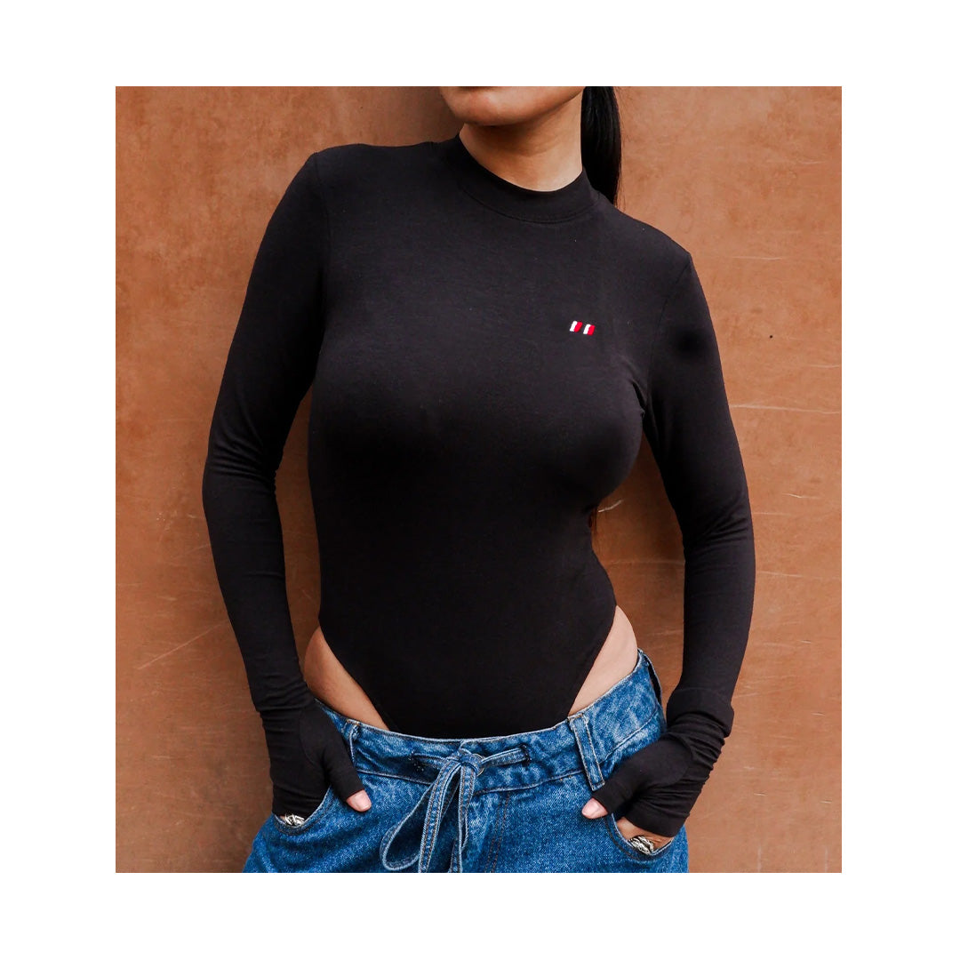 SuperHUEMN Striped Bodysuit (Black)