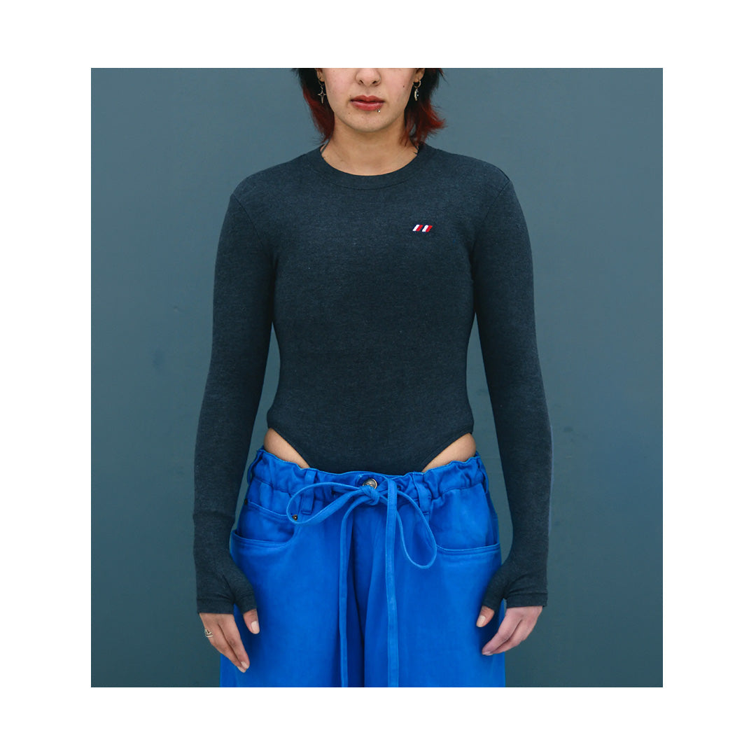 SuperHUEMN Striped Bodysuit (Dark Grey)