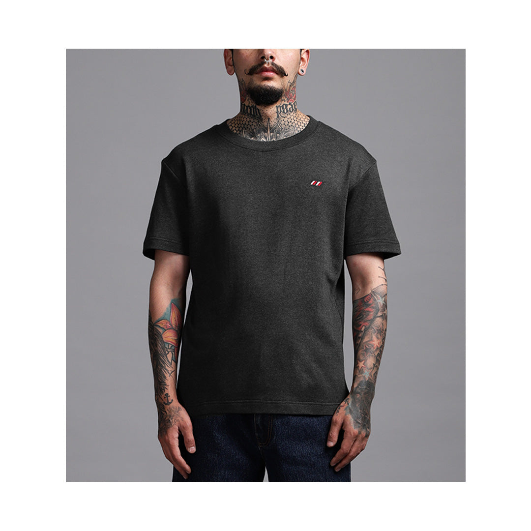 SuperHUEMN Striped Fitted T-shirt (Dark Grey)