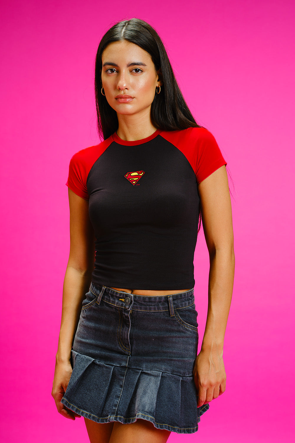 Superman Raglan Sleeves Baby Tee