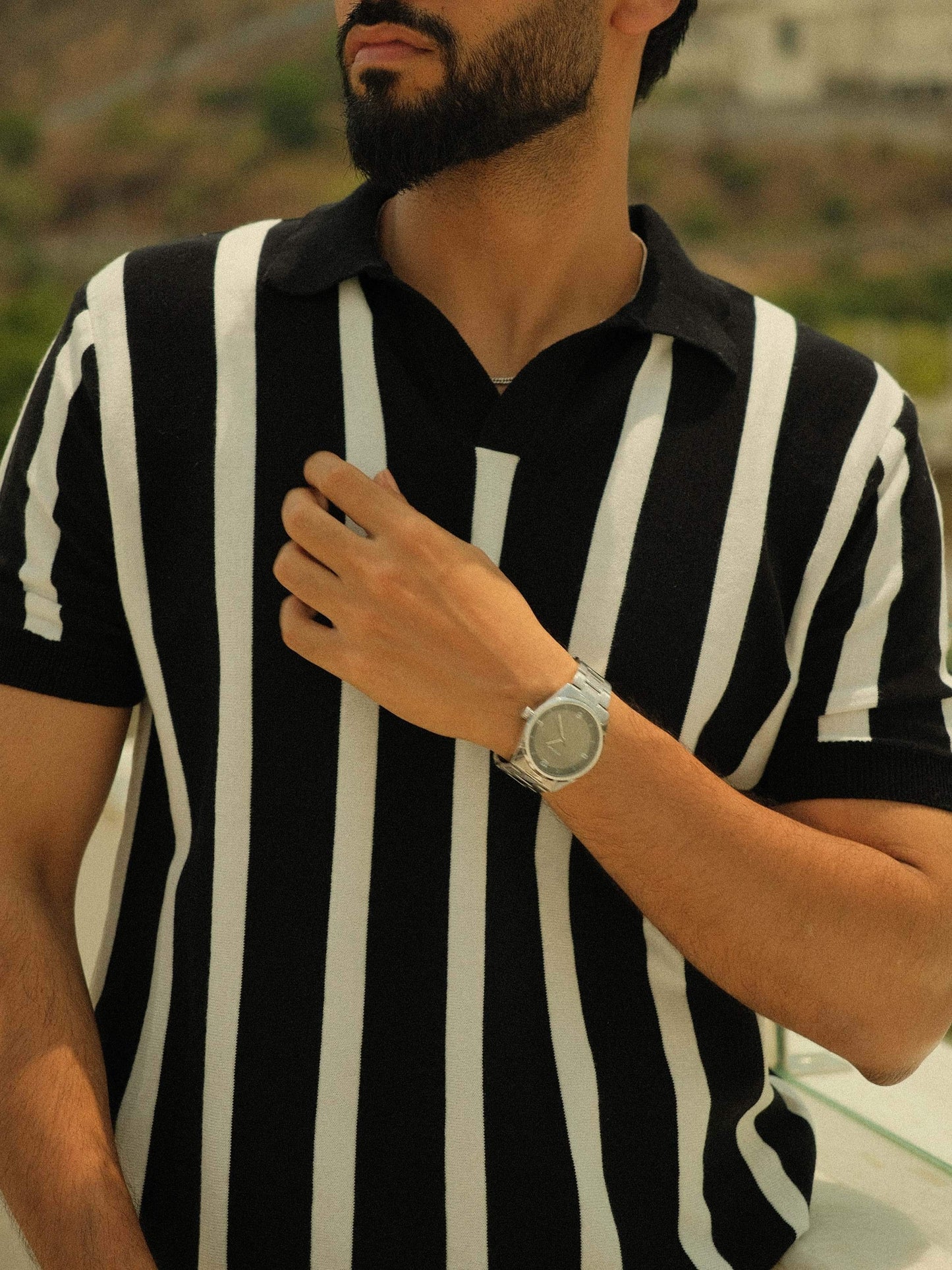 Old Money Stripe Polo - Contrast