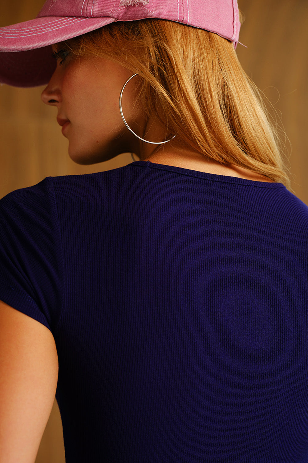 Tencel Ribbed Oxford Blue Modal T-shirt