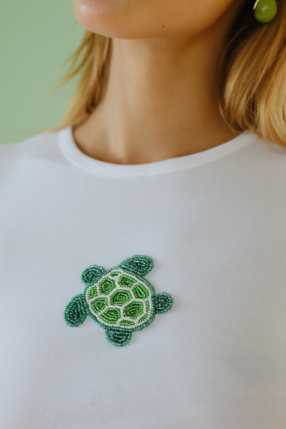 Turtley Beaded Embroidery Baby Tee