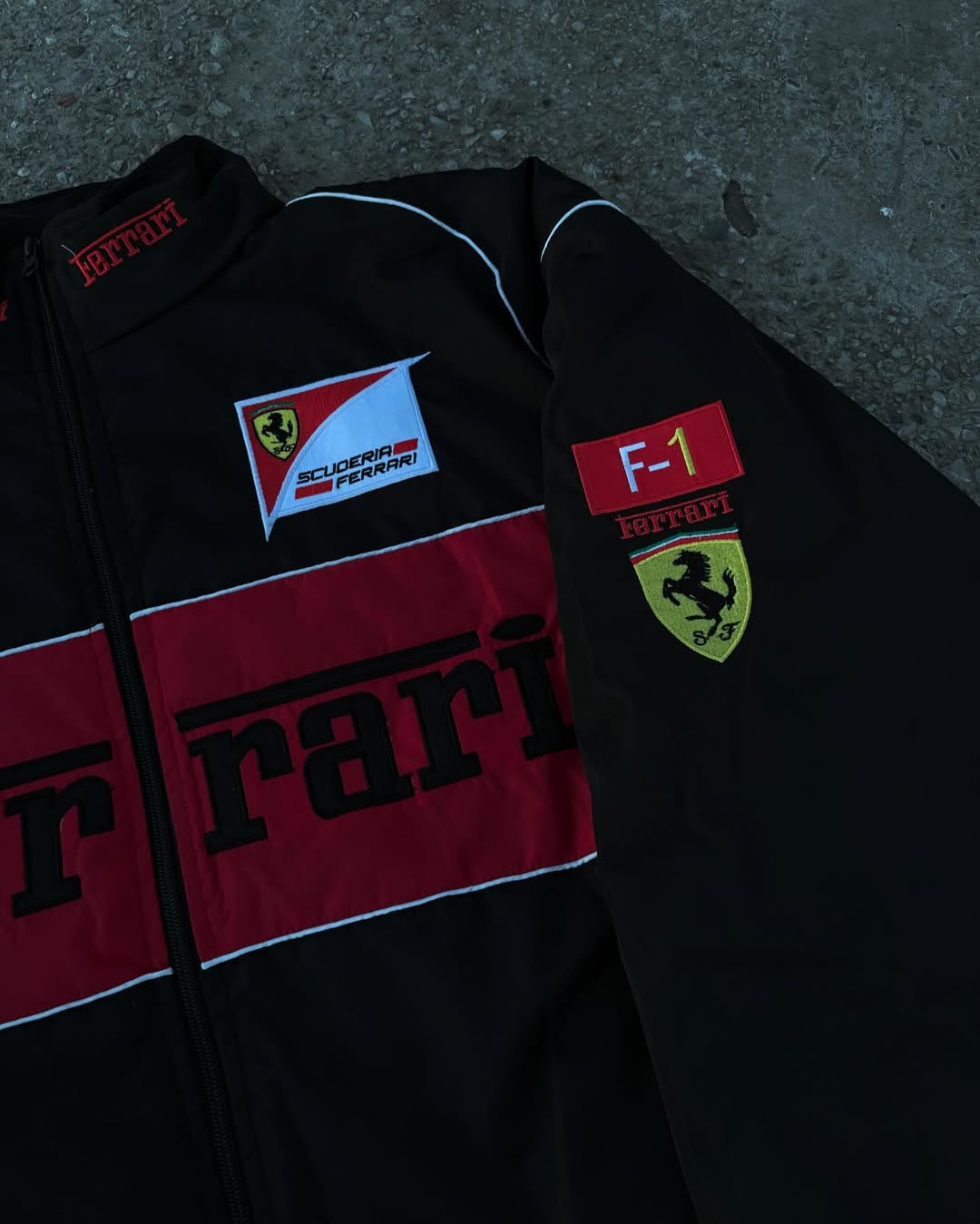 Black Ferrari Embroidery Jacket – Premium Unisex Racing Style - Prime Fitz