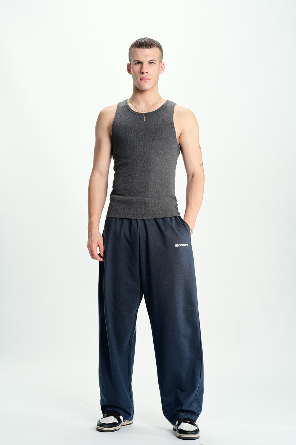 Blue Static Loose Fit Joggers