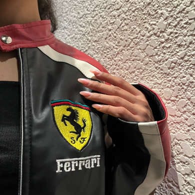 Ferrari F1 Leather Racing Jacket – Classic Motorsport Elegance - Prime Fitz
