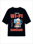 All Day Black Oversized Tee - Wi-fi & Sarcasm