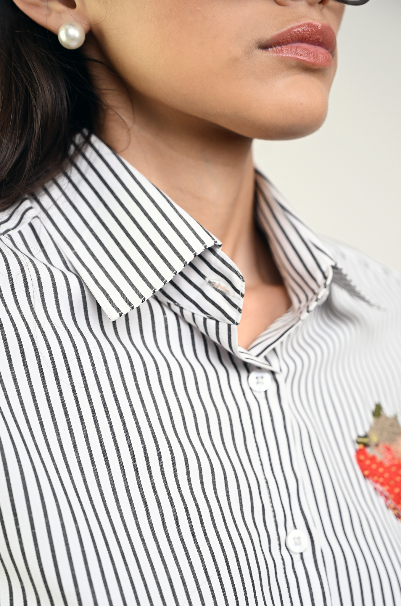 Pinstriped embroidered shirt