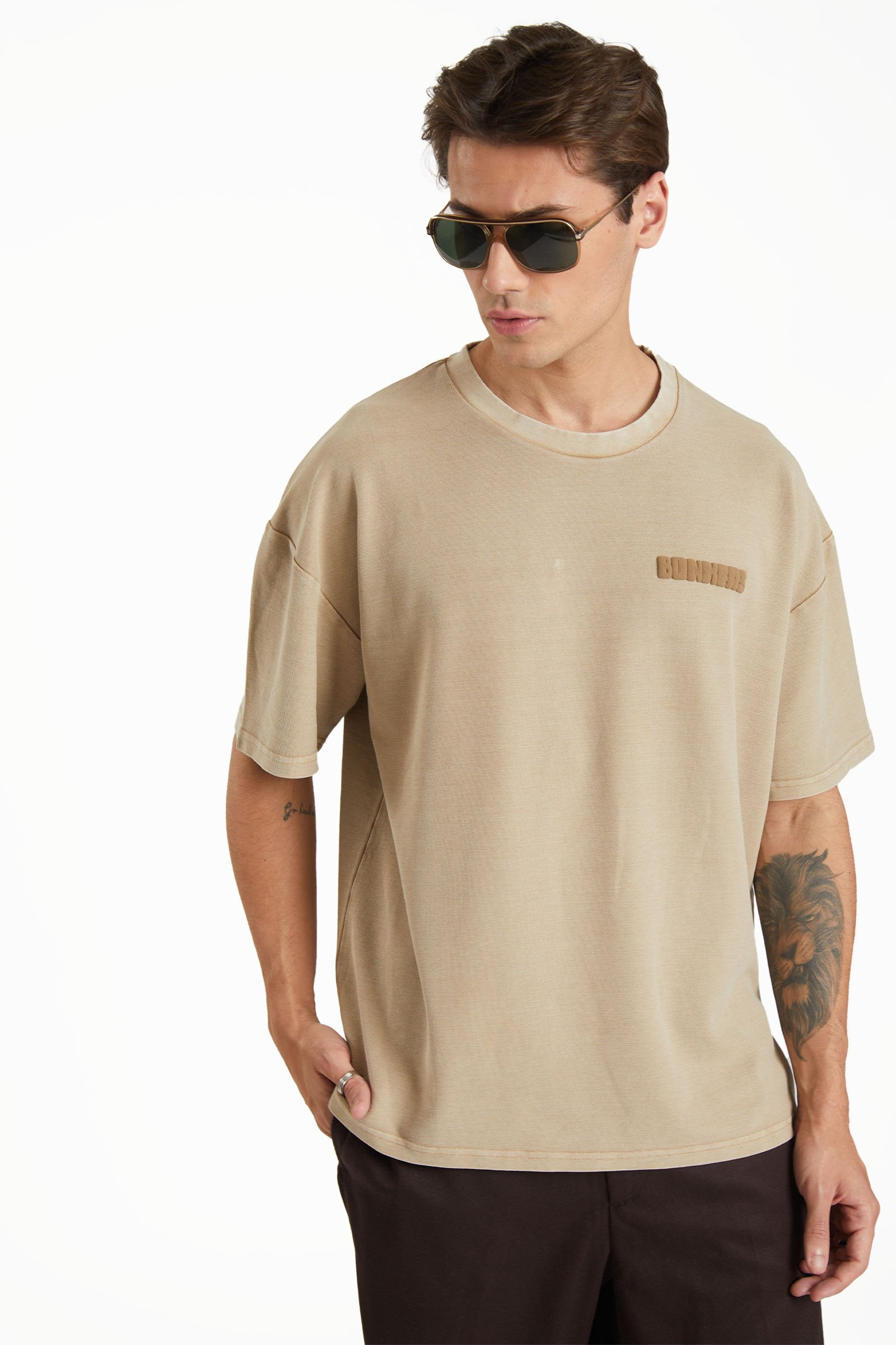 Beige Heavyweight Pique Oversized T-shirt