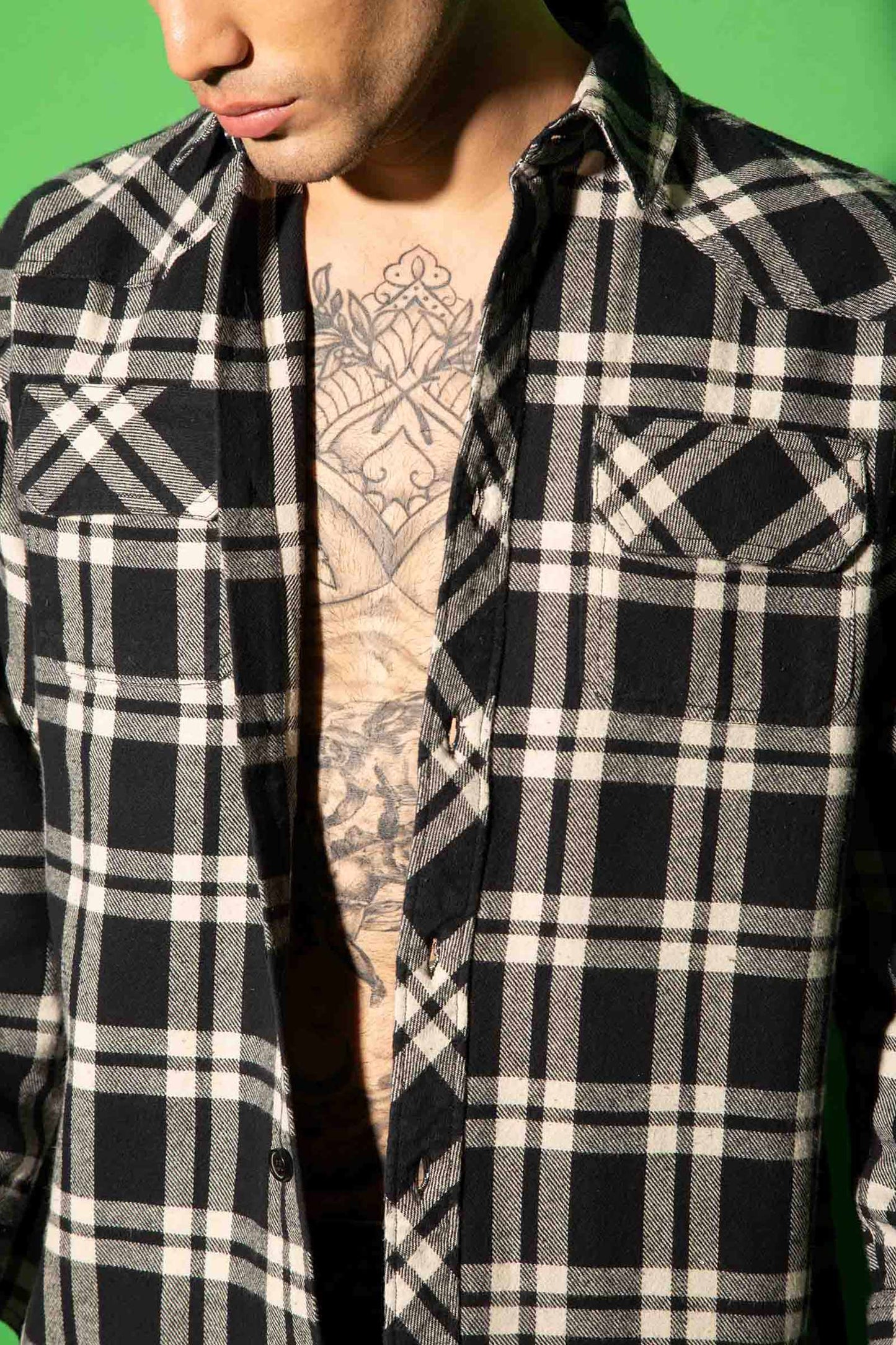 Black & White Checkered Plaid Oversized Shirt