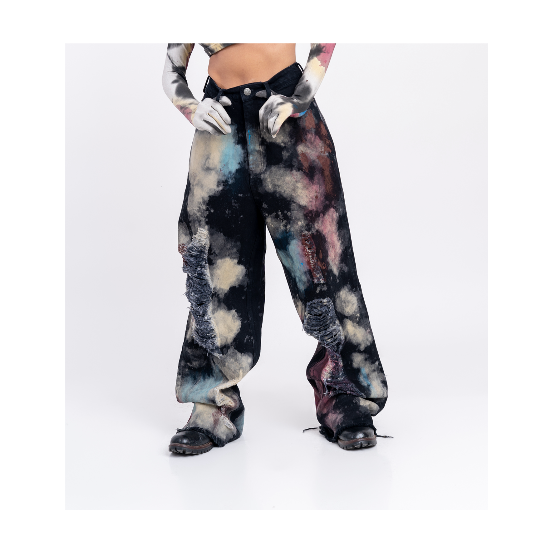 Huemn Blood Washed Distressed Denim (Black)