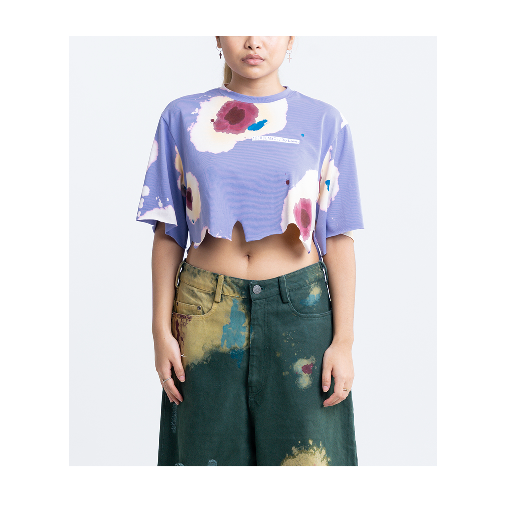 Huemn Blood Washed To Love Crop Top (Lilac)