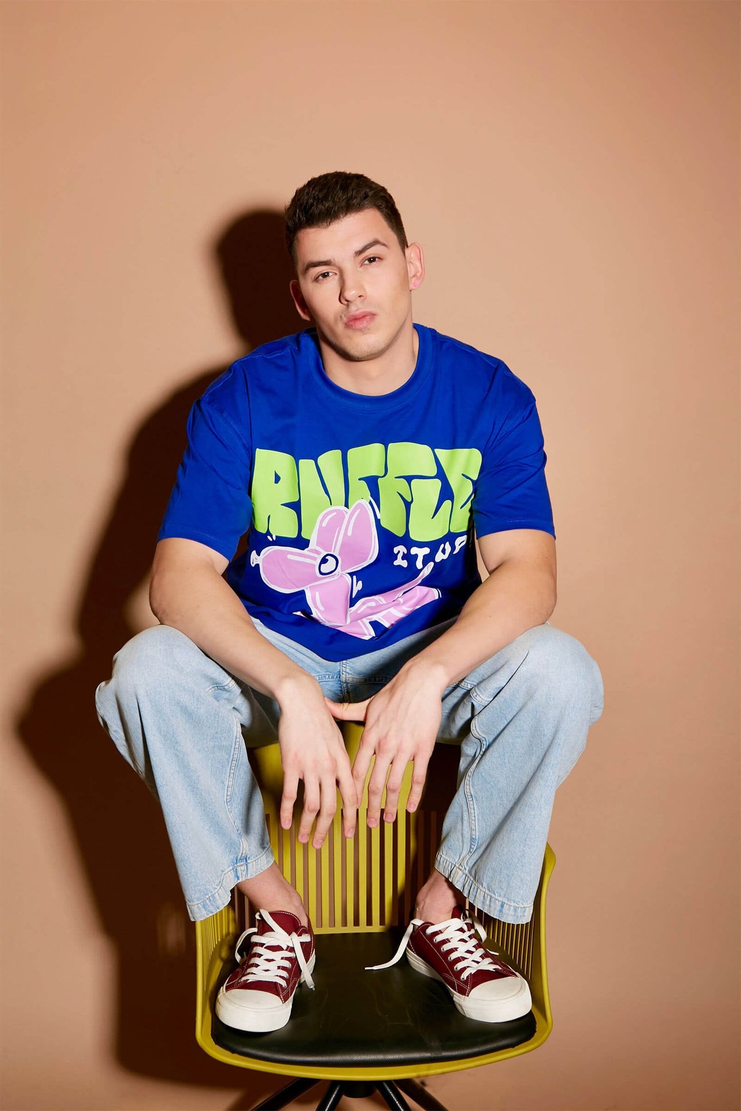 Blue Ruffle It Up Oversized T-shirt