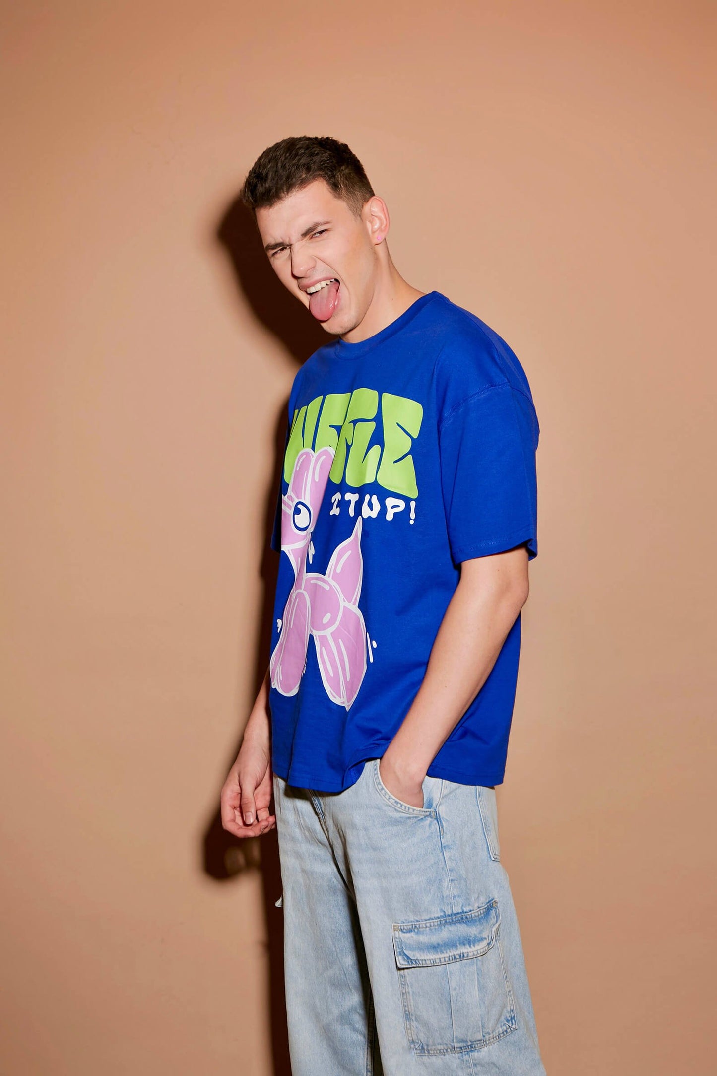 Blue Ruffle It Up Oversized T-shirt