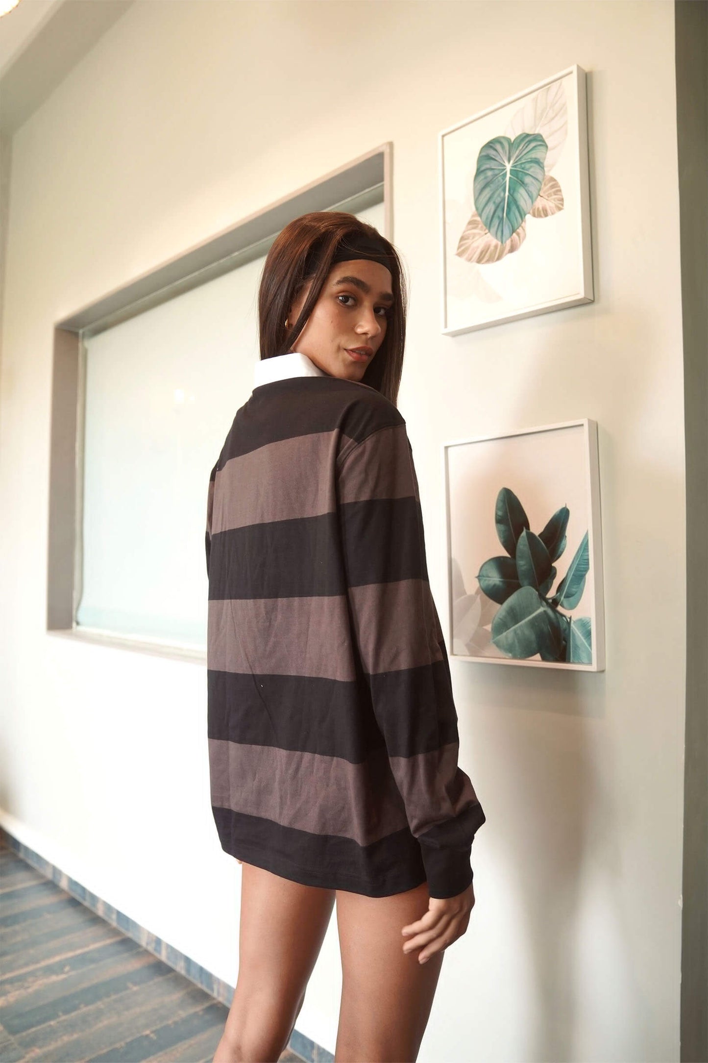 Coco Striped Collared Full Sleeves T-shirt