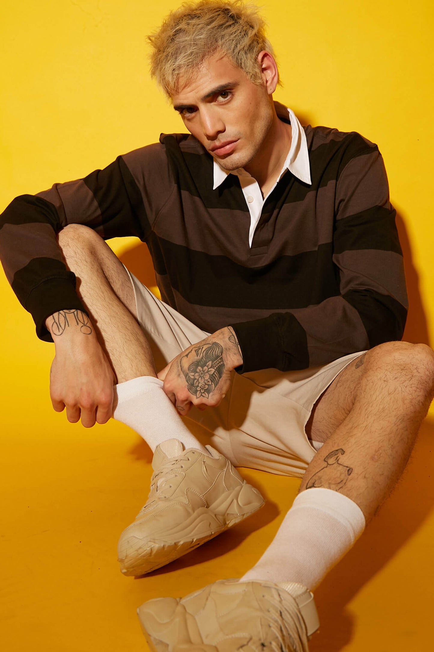 Coco Striped Collared Full Sleeves T-shirt