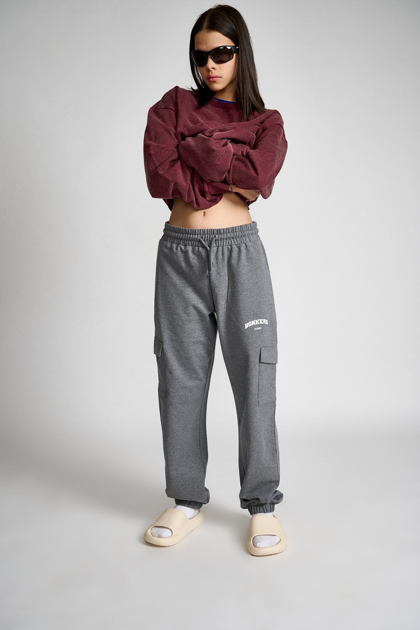 Dark Grey Melange Cargo Pants