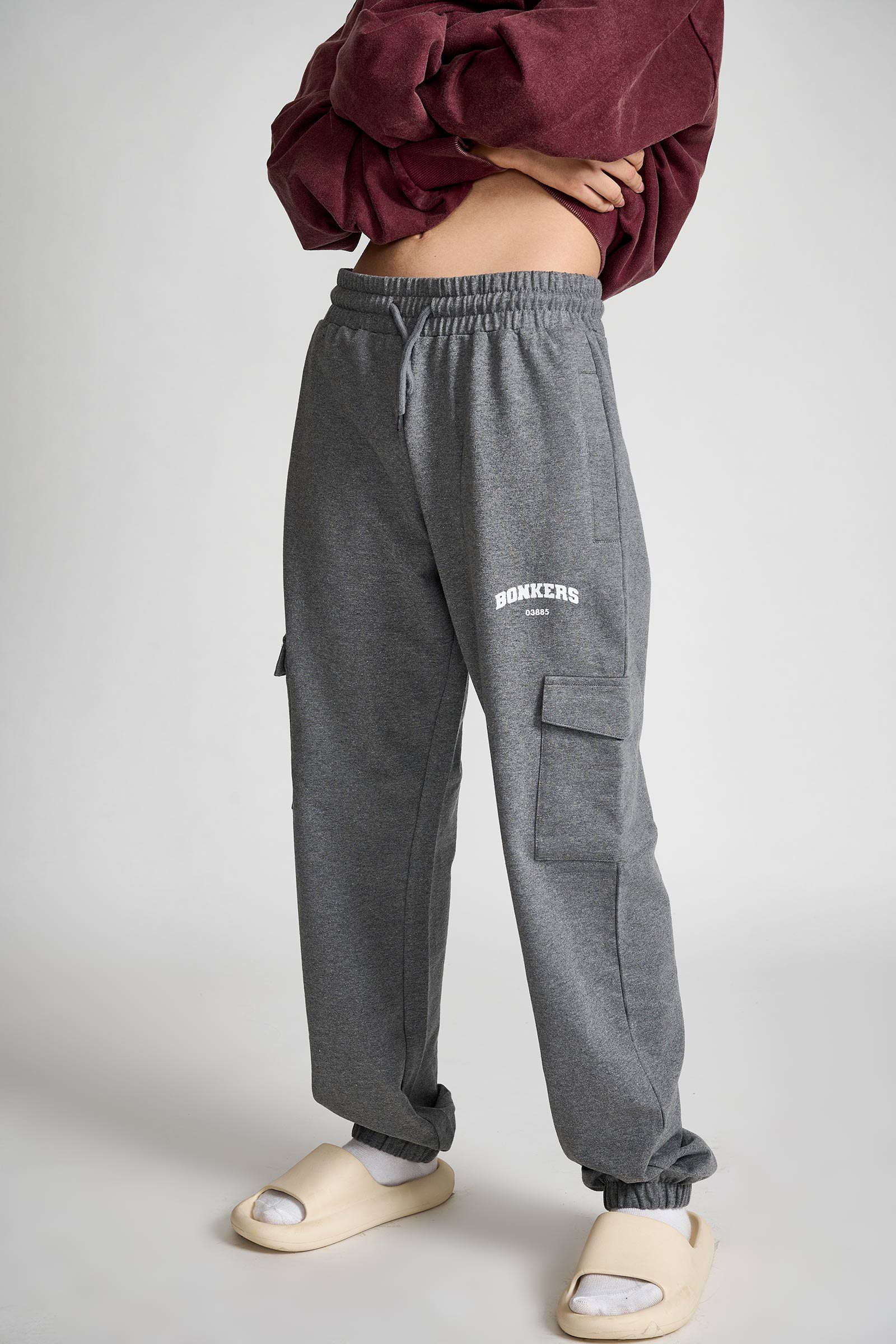 Dark Grey Melange Cargo Pants