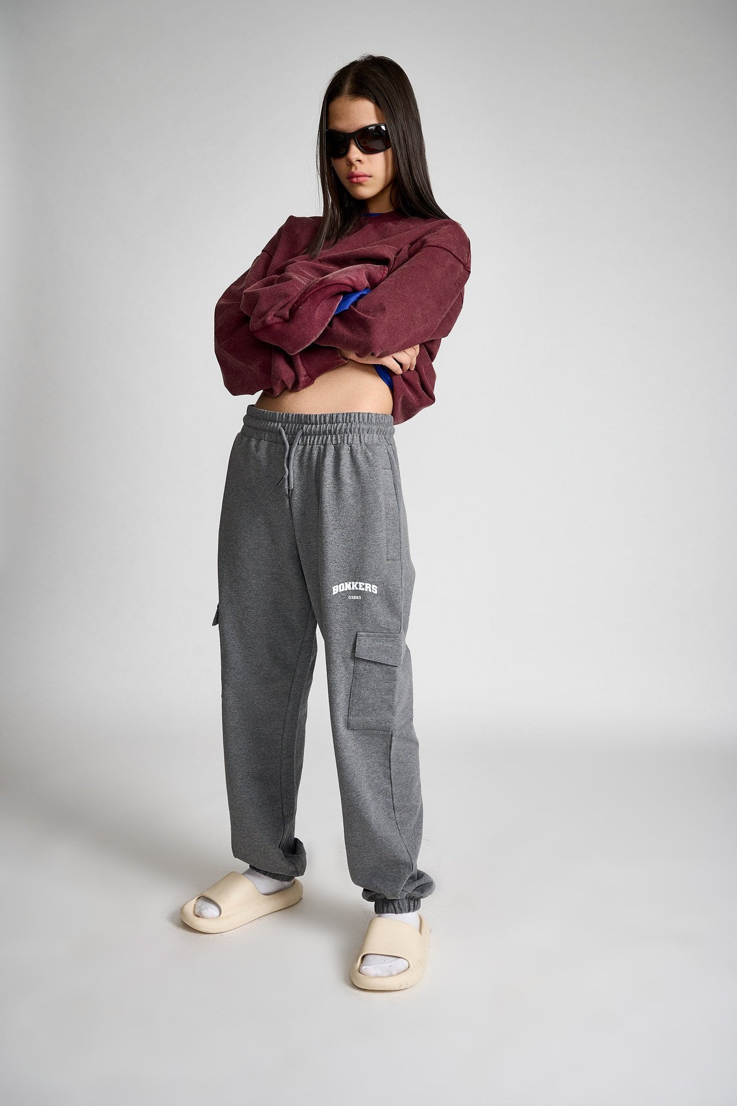 Dark Grey Melange Cargo Pants