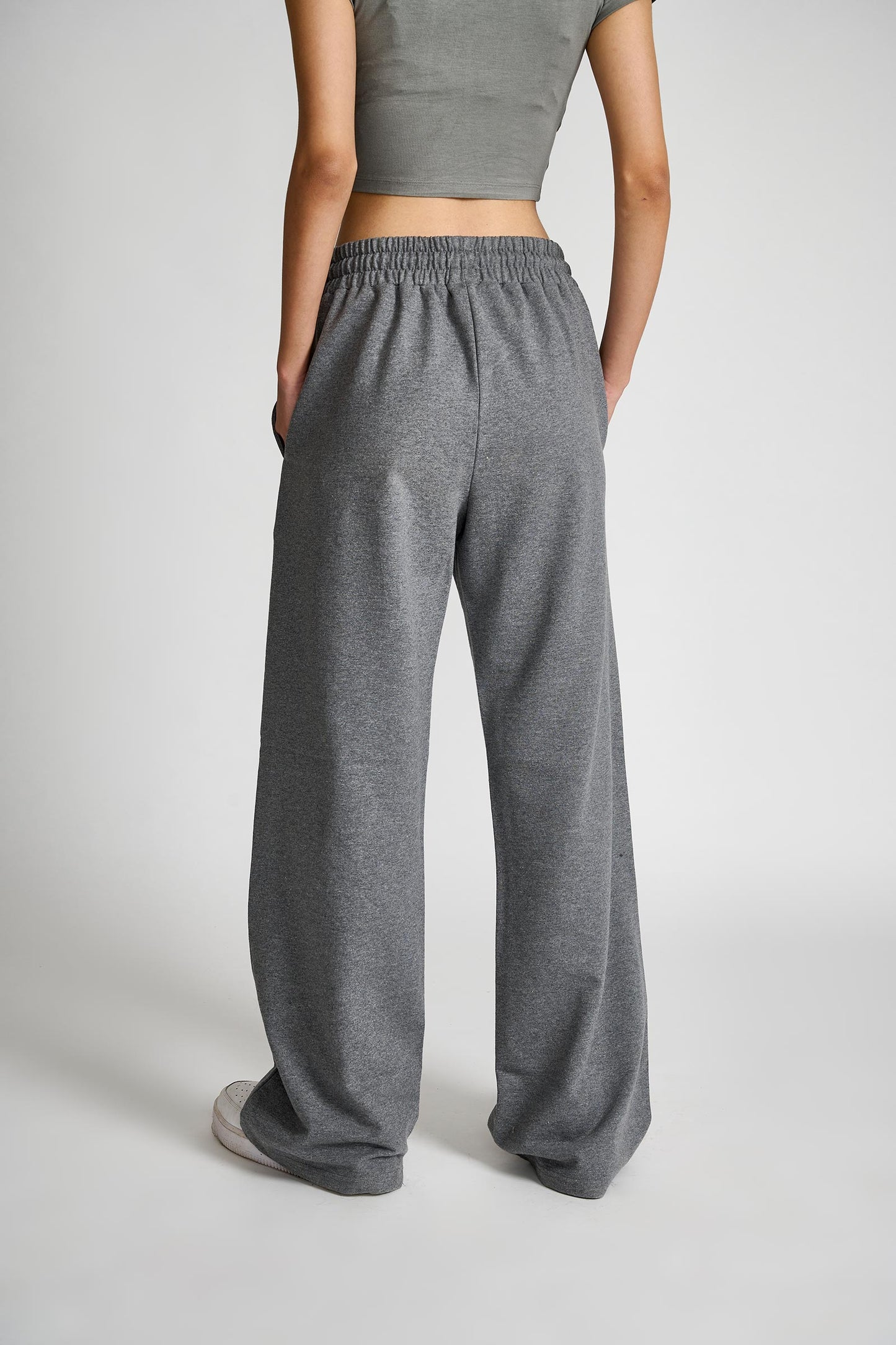 Dark Grey Melange Wide-Leg