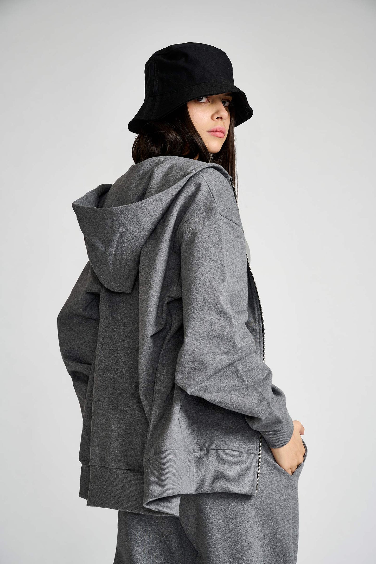 Dark Grey Melange Zipper