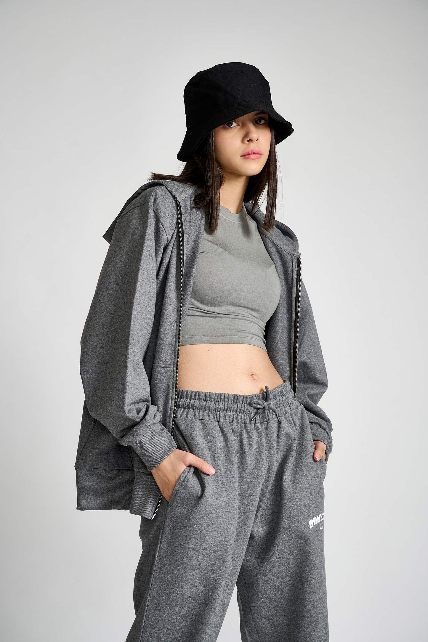 Dark Grey Melange Zipper