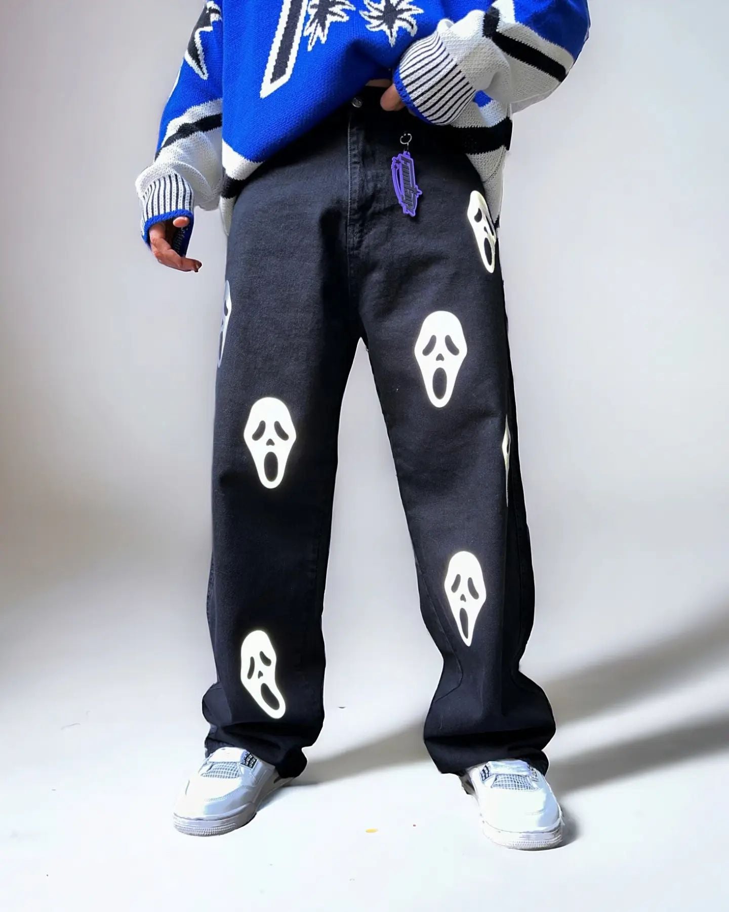 Skull Printed Baggy Jeans | Edgy Streetwear Aesthetic - Prime Fitz
